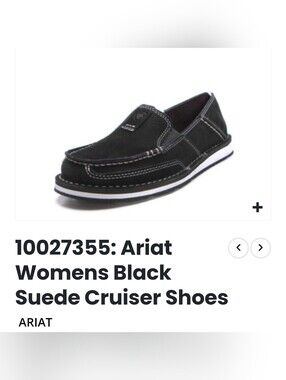 Ariat Black Suede Slip-On Loafer with White Midsole Stripe